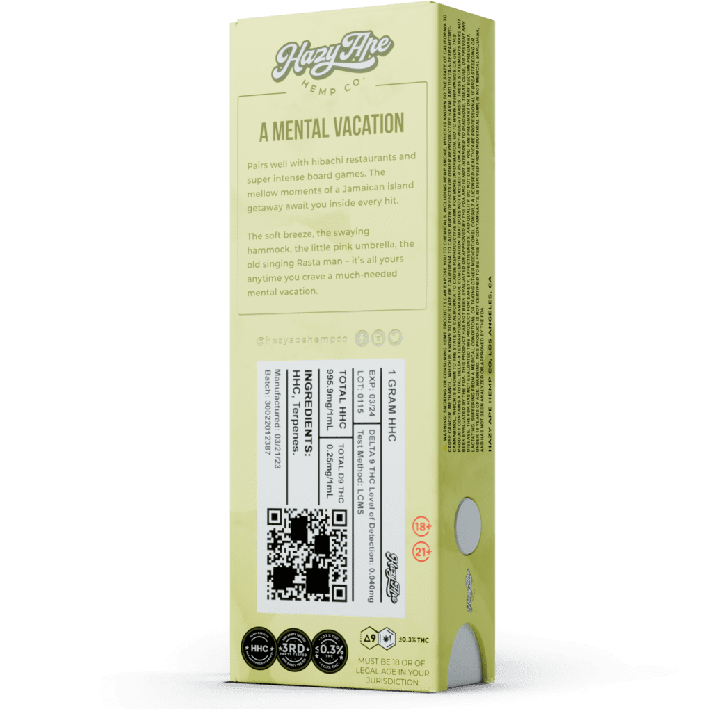 Banana Kush HHC Vape Cartridge Hazy Ape