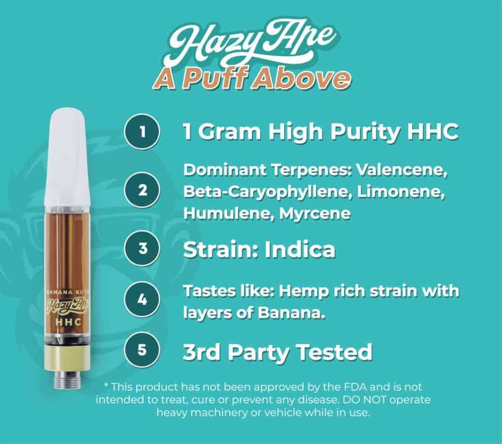 Banana Kush HHC Vape Cartridge - Hazy Ape