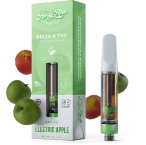 Electric Apple Delta 8 Vape Cartridge Hybrid with Beta-Caryophyllene, D-Limonene, Beta-Myrcene for energizing and invigorating effects